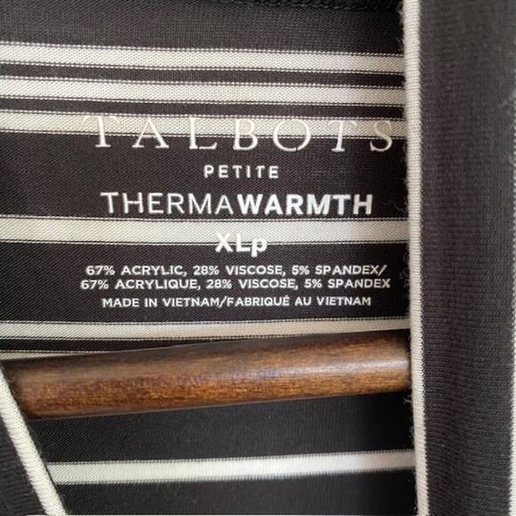 Talbots Petite Thermawarmth Black and White Turtleneck - XL Petite - Picture 3 of 4